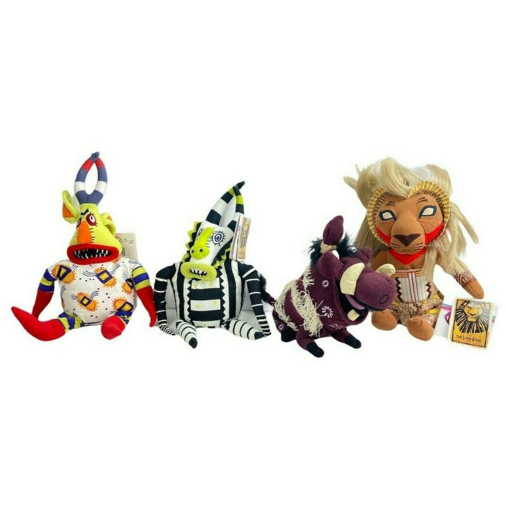 Disney Lion King Broadway Plush Bean Bag Lot of 4 Trickster 1 & 5 Pumbaa Simba